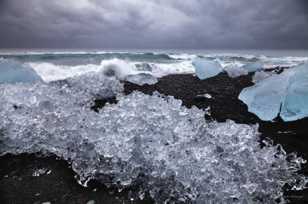 Icebergs on black sand beach-9212